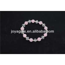 Cuentas de cristal hecho a mano con pulsera de cuarzo rosa natural